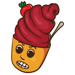 😬 cupcake, enojado, postre, fresa, comida whatsapp sticker
