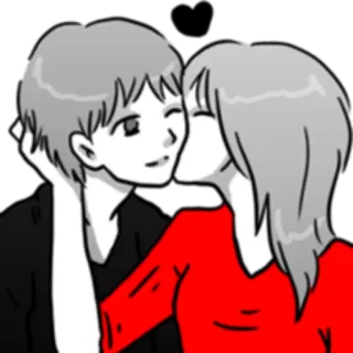 💋 bacio, romantico, coppia, amore, affetto, anime, manga telegram sticker