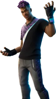 👾 videogioco, personaggio, capelli viola, maschio, Fortnite telegram sticker