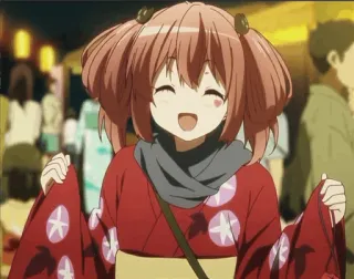 😄 Anime, Gadis, Senyum, Bahagia, Kimono, Lucu, Festival telegram sticker