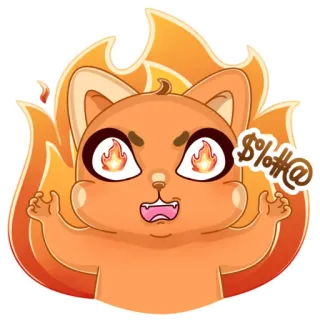 😡 $%#@! mèo, tức giận, lửa, hoạt hình, biểu cảm, chửi thề, nguyền rủa telegram sticker