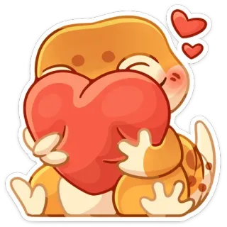 ❤ ящерица, сердце, милый, любовь, мультик, стикер telegram sticker