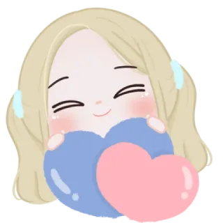 🍬 chica, corazón, dibujos animados, lindo, ilustración, amor, pelo rubio telegram sticker
