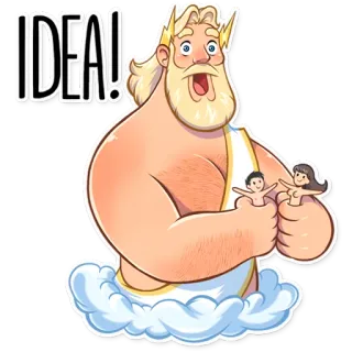 😯 IDEA! greek god, zeus, clouds, mythology, idea telegram sticker