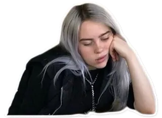 😶 Billie Eilish Билли Айлиш, певица, знаменитость, поп-звезда, музыкант, портрет telegram sticker