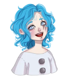 😃 cartoon, meisje, portret, illustratie, blauw haar, personage telegram sticker