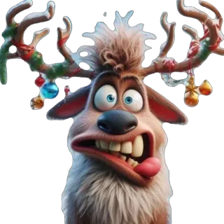 🫥 cartoon, reindeer, christmas, funny, festive, holiday, antlers telegram sticker