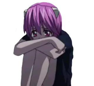 😔 Аниме, Грустно, Девушка, Кошачьи ушки, Розовые волосы whatsapp sticker