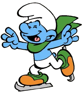 🏂 Smurf การ์ตูน, สเก็ตน้ำแข็ง, ฤดูหนาว, สีฟ้า, สเมิร์ฟ, เด็ก whatsapp sticker