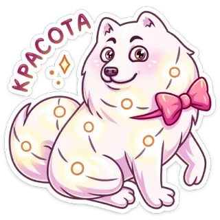 ☺️ Kpacota cachorro, fofo, animal, samoieda, animal de estimação, kawaii telegram sticker