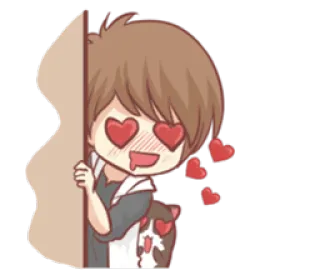 😍 Desenho animado, Anime, Amor, Corações, Fofo, Menino telegram sticker