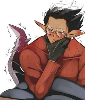 😳 anime, elf, character, glasses, male telegram sticker