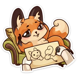✍ 狐狸, 绘画, 卡通, 动物, 艺术 telegram sticker