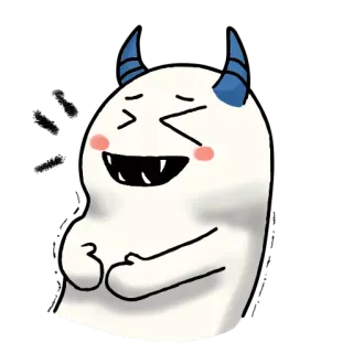 😂 monster, demon, horns, cartoon, funny, cute, smiling, white, character telegram sticker