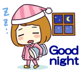 😴 Good night good night, sleepy, cartoon, pillow, bedtime whatsapp sticker