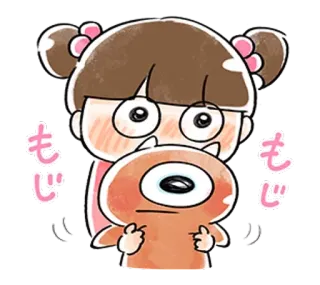 🐰 もじじ 귀여운, 만화, 여자, 일본, Mojiji, 카와이, 캐릭터 telegram sticker