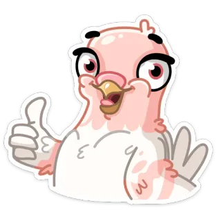 👍 burung, jempol ke atas, positif, imut, kartun, emoji telegram sticker