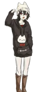 😶 Anime, Kartun, Karakter, Hoodie kucing, Lucu, Ilustrasi telegram sticker
