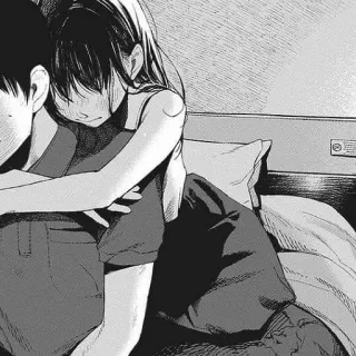 ♠️ manga, para, przytulanie, miłość, związek, smutny telegram sticker