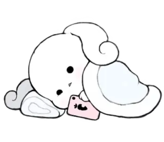 ☁ 귀여운, 카와이, 만화, 졸린, 유령, 담요, 사랑스러운 telegram sticker