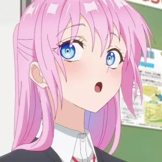 🐻 Anime, Mädchen, pinke Haare, überrascht, Cartoon telegram sticker