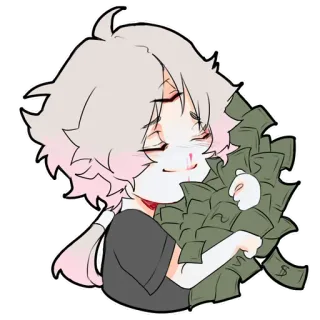 💵 dinheiro, dinheiro vivo, riqueza, desenho animado, personagem, fanart, fofo telegram sticker