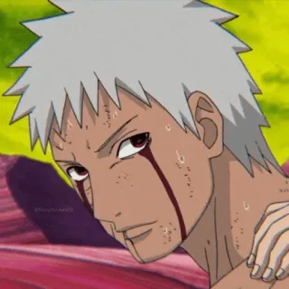 🕷 Obito Uchiha Naruto anime, blood, sweat, uchiha, obito, sad telegram sticker