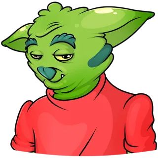 😌 アニメ, 緑, モンスター, クリーチャー, 面白い, キャラクター, イラスト telegram sticker