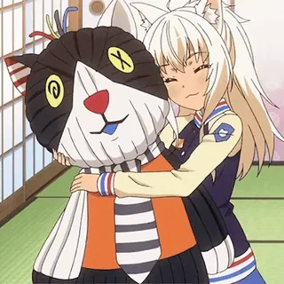 🫂 Anime, Chica gato, Abrazo, Peluche, Lindo whatsapp sticker