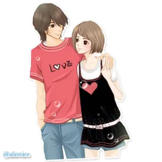 💝 LOVE miłość, para, kreskówka, romans, związek telegram sticker