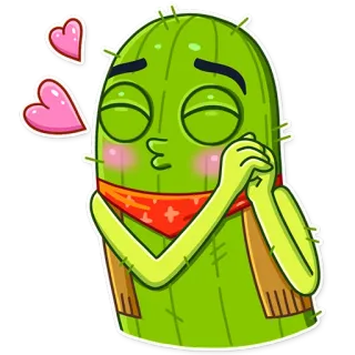 😘 cactus, kiss, love, hearts, western, cute telegram sticker