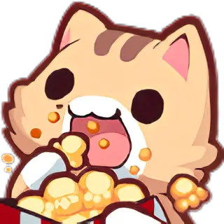 👍 gato, palomitas, comiendo, lindo, dibujos animados whatsapp sticker