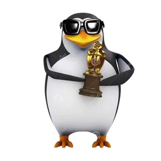 🏆 chim cánh cụt, kính râm, giải thưởng, cúp telegram sticker