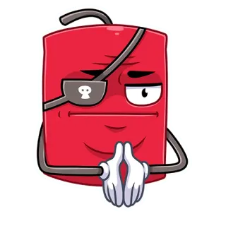 🤨 Kartun, Bajak laut, Tengkorak, Penutup mata, Merah, Karakter, Stiker telegram sticker