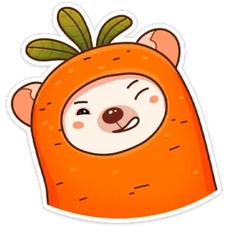 🥕 Cartoon, Tier, Bär, Karotte, Süß, Sticker telegram sticker