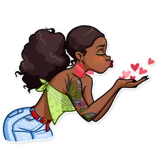 😘 Frau, Kussmund, Herzen, Cartoon, Sticker, Liebe, Zuneigung telegram sticker