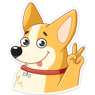 ✌️ corgi, chien, animal, mignon, signe de paix, dessin animé, animal de compagnie whatsapp sticker