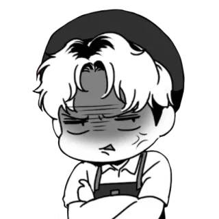 😠 โกรธ, เสียใจ, หงุดหงิด, การ์ตูน, ขาวดำ, มังงะ, อนิเมะ telegram sticker