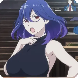 😤 anime, femme, personnage, cheveux bleus, fille telegram sticker