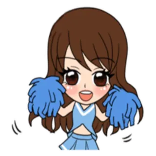 🎊 Чирлидер, Помпоны, Мультфильм, Аниме, Девушка, Милая telegram sticker