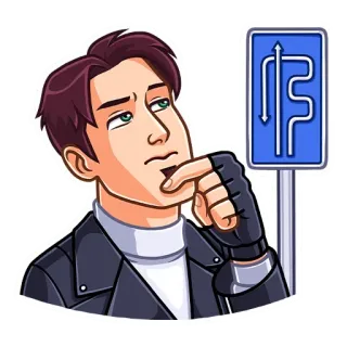 🤔 confuso, pensando, uomo, decisione, percorso telegram sticker