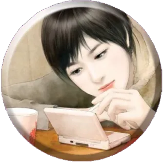 📱 donna, ritratto, arte digitale, arte, femminile, illustrazione telegram sticker