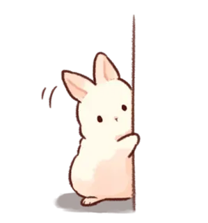 😶 bunny, rabbit, cute, animal, cartoon, peeking telegram sticker