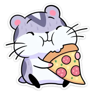 🍕 햄스터, 피자, 귀여운, 동물, 음식, 만화 telegram sticker