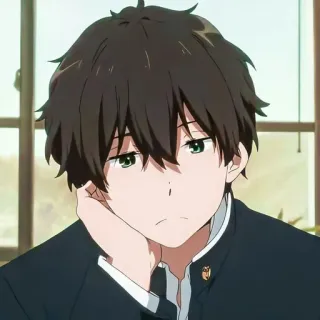 📜 Houtarou Oreki Hyouka anime, hyouka, houtarou oreki, manga, character, school uniform telegram sticker