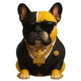 😎 BDOG Hund, Französische Bulldogge, Anzug, Goldkette, Sonnenbrille, BDOG, Tier, Haustier telegram sticker
