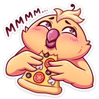 🍕 Mmmm... pizza, comendo, comida, fofo, desenho animado telegram sticker