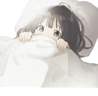 😪 อนิเมะ, ผู้หญิง, เตียง, น่ารัก, ง่วง, คาวาอิ telegram sticker