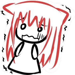 😨 애니메이션, 만화, 스케치, 드로잉, 빨간색, 불안, 무서운 telegram sticker