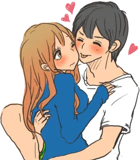 😋 Anime, Casal, Amor, Romance, Desenho animado, Abraço telegram sticker